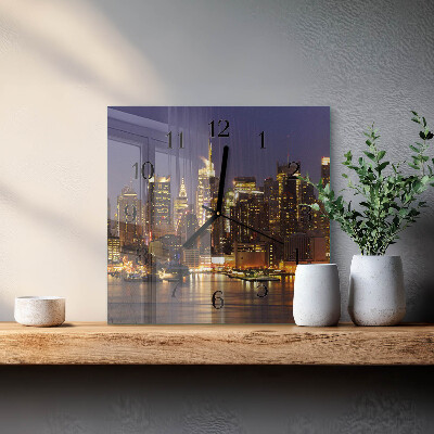 Glass wall clock square Horizon