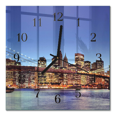 Glass clock square Horizontal bridge