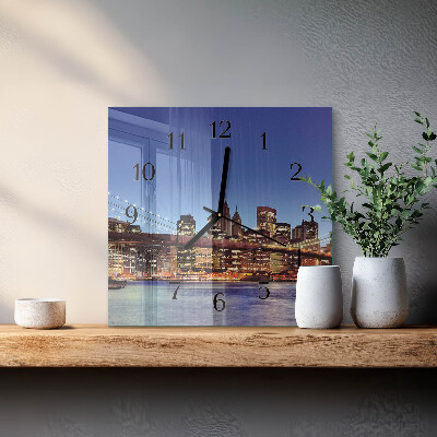 Glass clock square Horizontal bridge