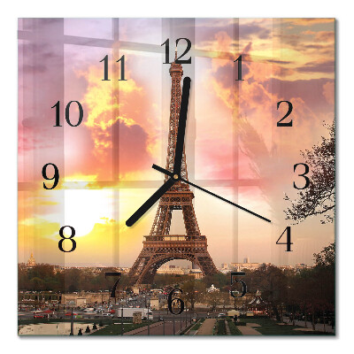 Square wall clock Eiffel Tower Paris
