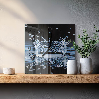 Glass clock square Water