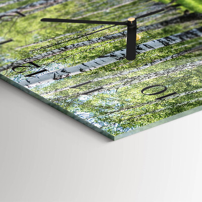 Glass clock square Birch forest