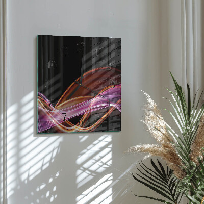 Glass wall clock square Abstract art