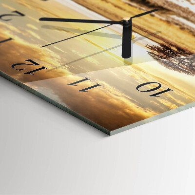 Glass wall clock square Zebras