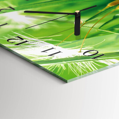 Glass clock square Grass