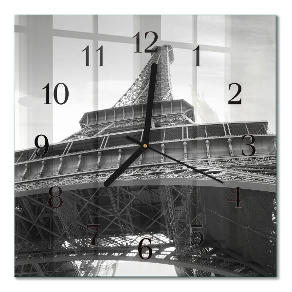 Glass wall clock square Eiffel Tower Paris