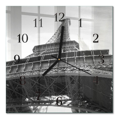 Glass wall clock square Eiffel Tower Paris