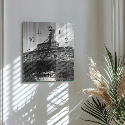 Glass wall clock square Eiffel Tower Paris