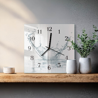 Glass clock square Water