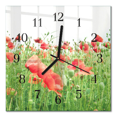 Square wall clock Poppies