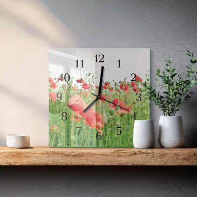 Square wall clock Poppies