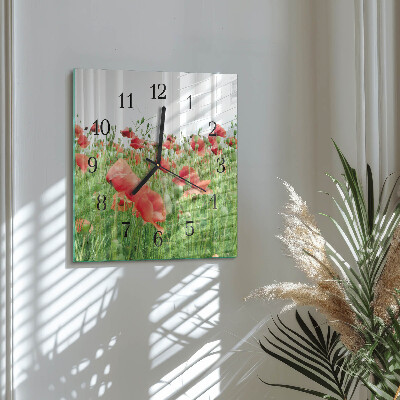 Square wall clock Poppies