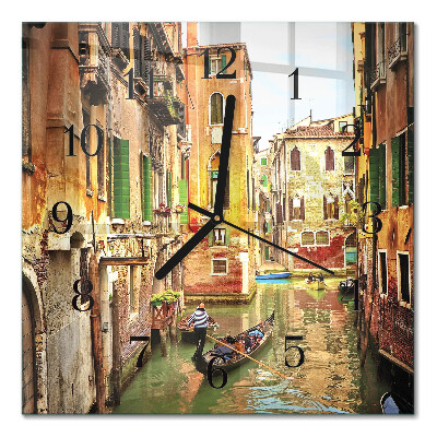 Glass wall clock square Venetian boat