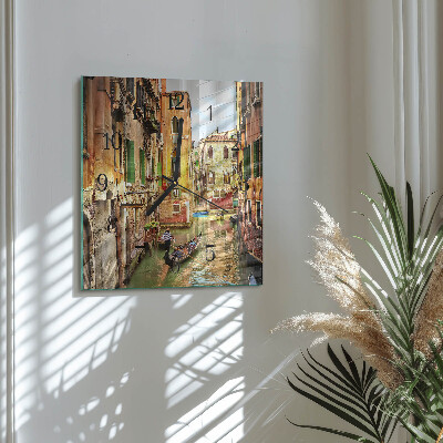 Glass wall clock square Venetian boat