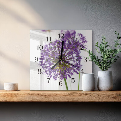 Glass wall clock square Flower