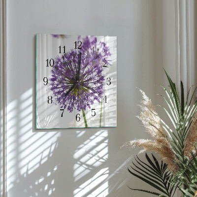 Glass wall clock square Flower
