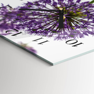 Glass wall clock square Flower