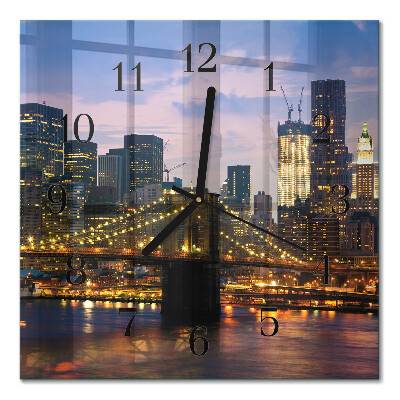 Glass clock square Horizontal bridge