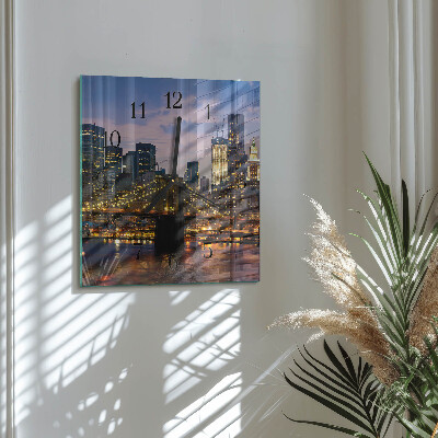 Glass clock square Horizontal bridge