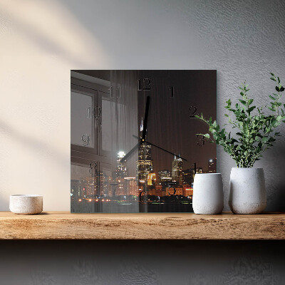 Square wall clock Night horizon