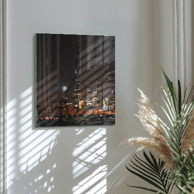 Square wall clock Night horizon