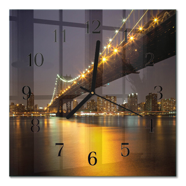 Glass wall clock square The bridge on the horizon