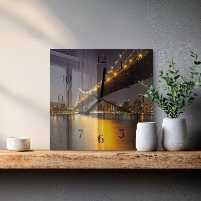Glass wall clock square The bridge on the horizon