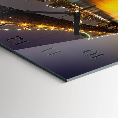 Glass wall clock square The bridge on the horizon