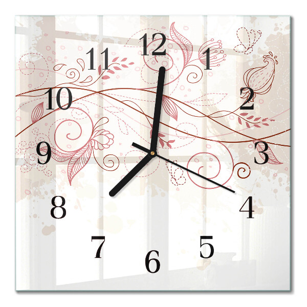 Glass clock square Floristic art