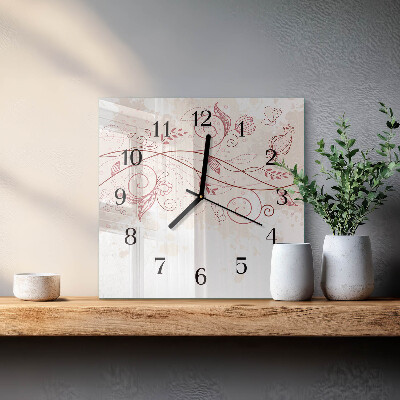 Glass clock square Floristic art