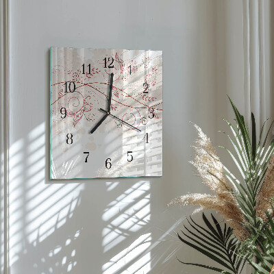 Glass clock square Floristic art