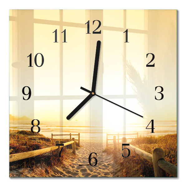 Square kitchen clock Beach path