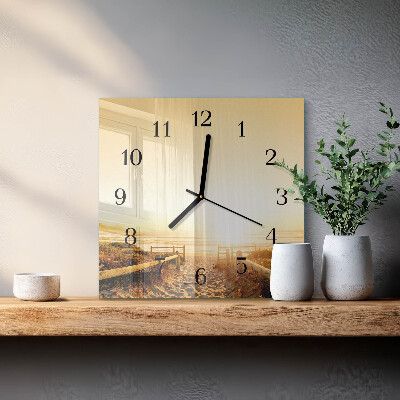 Square kitchen clock Beach path