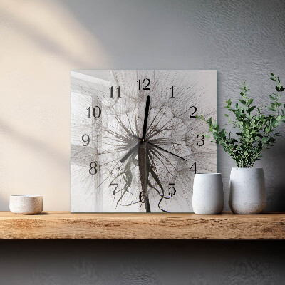 Glass clock square Dandelion