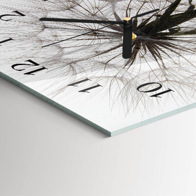 Glass clock square Dandelion