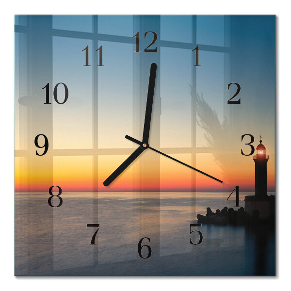 Square wall clock Lighthouse sea
