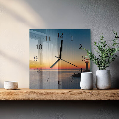 Square wall clock Lighthouse sea