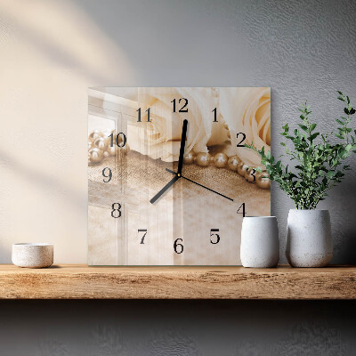 Square kitchen clock Vintage roses in sepia
