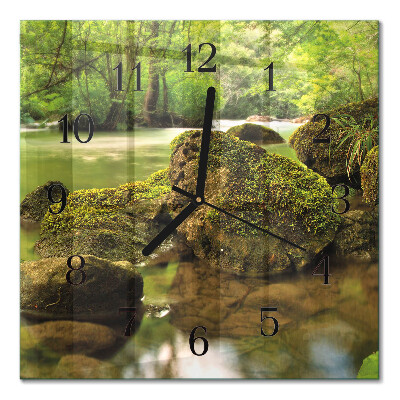 Square wall clock River landscape