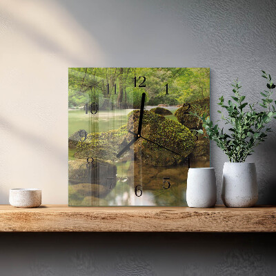 Square wall clock River landscape