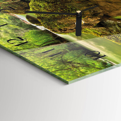 Square wall clock River landscape