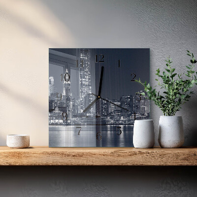Glass wall clock square Horizon