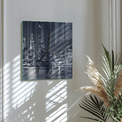 Glass wall clock square Horizon