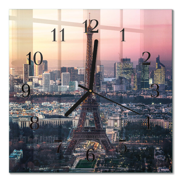 Glass clock square Eiffel Tower Paris