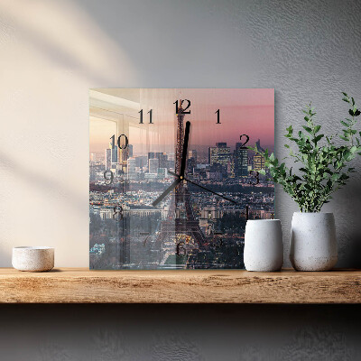 Glass clock square Eiffel Tower Paris