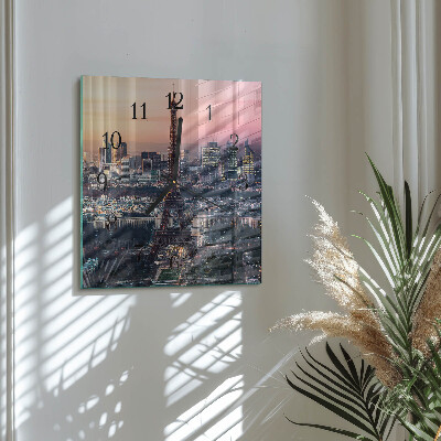 Glass clock square Eiffel Tower Paris