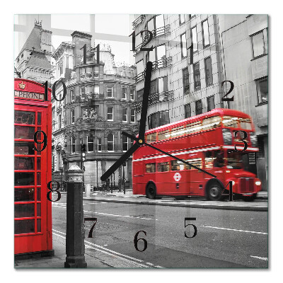 Square wall clock Red bus
