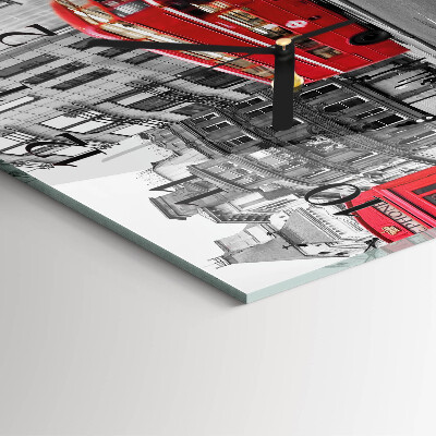 Square wall clock Red bus