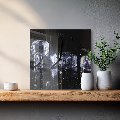 Glass clock square Ice cubes