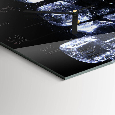 Glass clock square Ice cubes